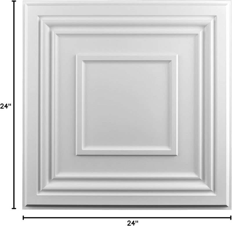 Art3d بلاط سقف معلق 24x24 بوصة (12 عبوة، 48 قدم مربع) – بلاط سقف PVC لاصق 2x2 قدم، لوحات سقف زخرفية للمطبخ، غرفة المعيشة، المكتب والمنزل، أبيض - Image 2